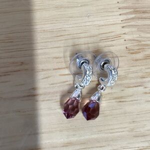 Rhinestones amber earings dainty  vintage